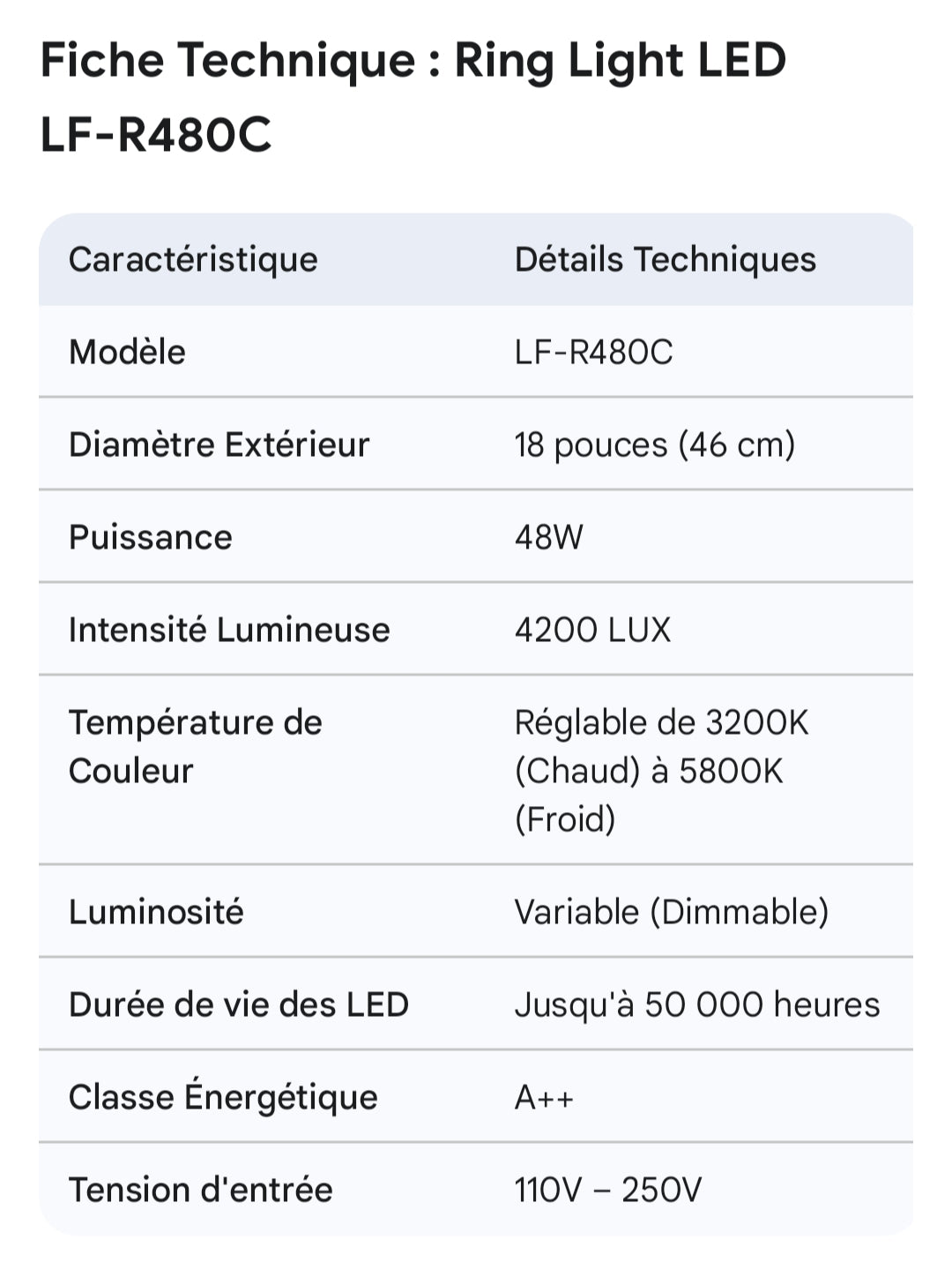 Professional LED Ring Light RING FLASH LF-R480C 46cm