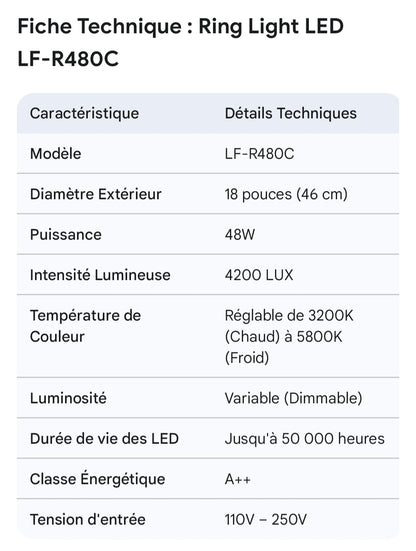 Professional LED Ring Light RING FLASH LF-R480C 46cm